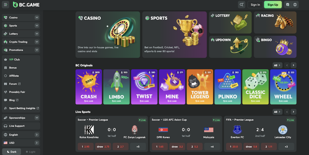 BC.Game no-minimum deposit Bitcoin casino