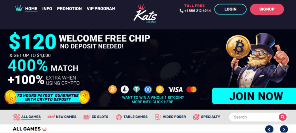 Kats Casino no deposit bonus