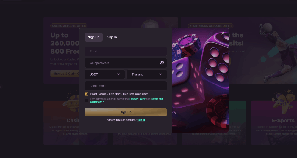 Playbet.io Crypto Casino Account